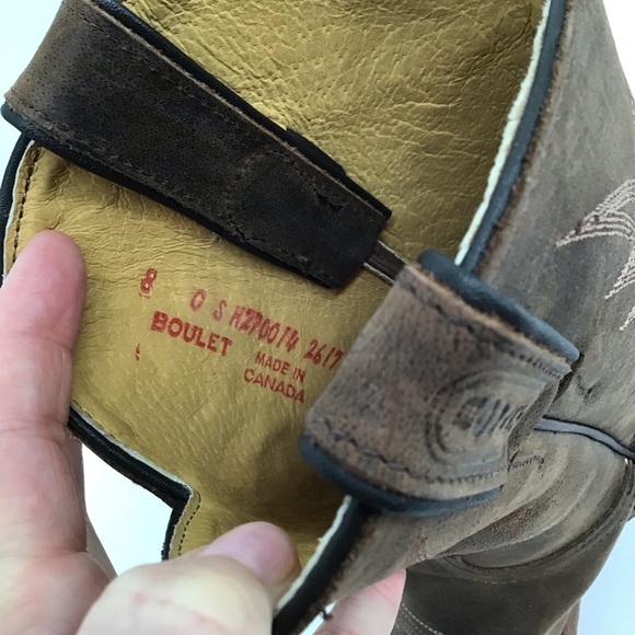 Boulet Ladies Western Selvaggio Leather Wood Snip Toe Boots 2617 Cowgirl Size 8 - Picture 12 of 15